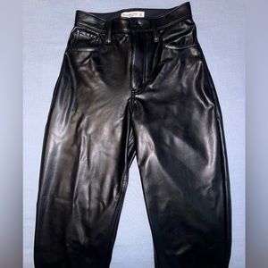 Barely Worn. Abercrombie 90’s Straight Ultra High Rise Black Leather Pants